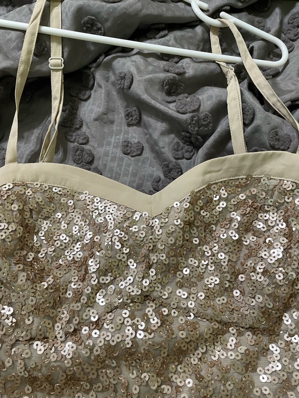 American Eagle Gold Sequin Cami Top with Adjustable Straps - Picture 2 of 5